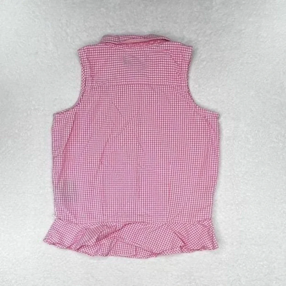 Ralph Lauren Sleeveless Shirt Pink Gingham Peplum Vintage 6X